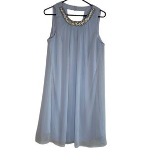 Scarlett‎ Elegant Blue Sleeveless Dress with Beaded Neckline Size 14 Pale Blue